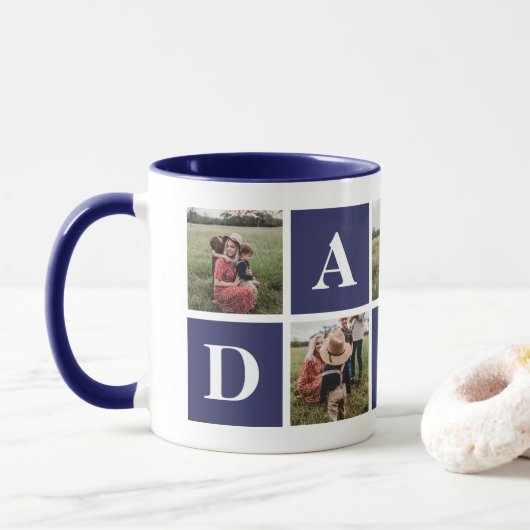 Blue 5 Photo Collage Daddy Mug (Avec donut)