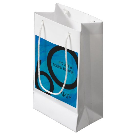 Blue 60 Decade Birthday Klein Cadeauzakje (Voorkant Gekanteld)