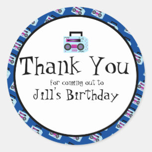 Blue 80s 90s Throw Back Music Ronde Sticker