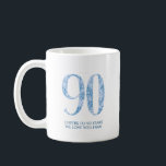 Blue 90th Birthday Party Favor Mug 3 Photo<br><div class="desc">Blue 90th Birthday Party Favor Mug 3 Photo</div>