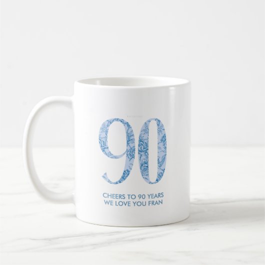 Blue 90th Birthday Party Favor Mug 3 Photo (Gauche)