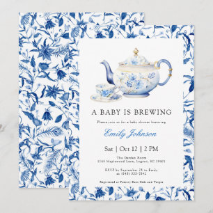 BLUE A Baby is Brouwen Baby shower Uitnodiging