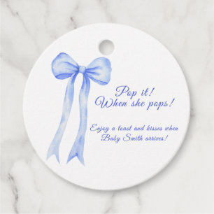Blue a Bow Baby shower Pop het! Bedankjes Labels