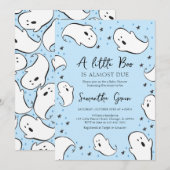 Blue A Little Boo Baby shower Kaart (Voorkant / Achterkant)