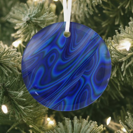 Blue Abalone Shell Fractal Abstracte Suncatcher Glas Ornament (Insitu)