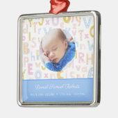 Blue ABC Birth Stat Baby Boys Metalen Ornament (Links)