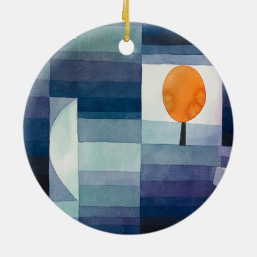 Blue Abstract Autumn Paul Klee Waterverf Keramisch Ornament (Achterkant)