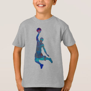 Blue Abstract Basketball Player Jumping kinder Shi T-shirt