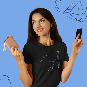 Blue Abstract Cat Shirt