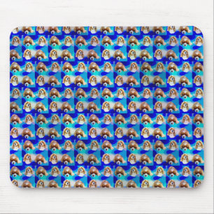 Blue Abstract Cavalier Dog Pattern Muismat