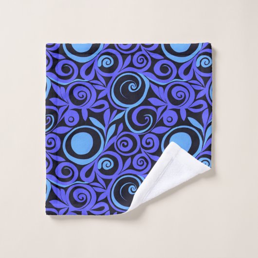 Blue Abstract Flowers Bath Towel Set (Gant de toilette)