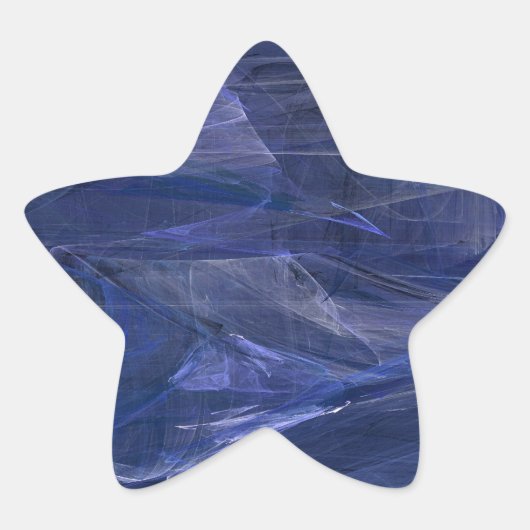 Blue Abstract Fractal Star Sticker (Voorkant)