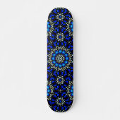 Blue Abstract Geometric Mandala Art Design Skateboard (Voorkant)