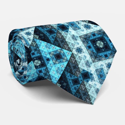 Blue Abstract Geometric Pattern Stropdas (Opgerold)