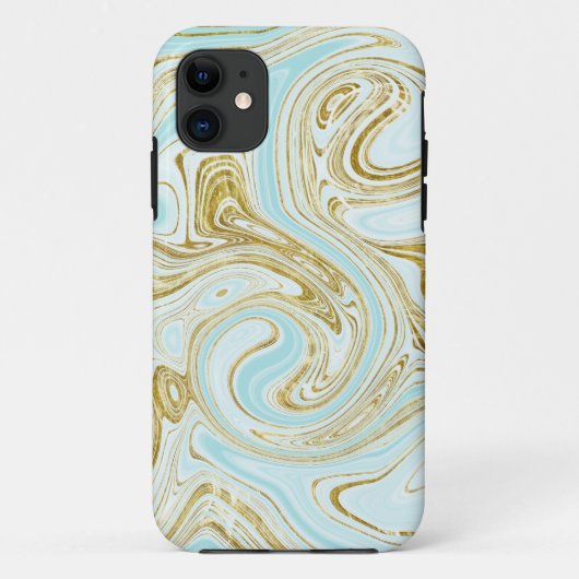 Blue Abstract Gold Glitter Chic Stylish Case-Mate iPhone Case (Achterkant)
