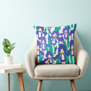 Blue Abstract Iris Floral Pattern Kussen