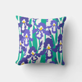 Blue Abstract Iris Floral Pattern Kussen