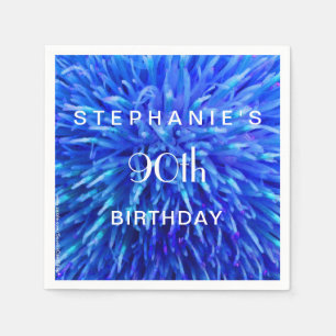 Blue Abstract Paper Napkins 90th Birthday Party Servet