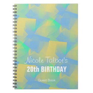 Blue Abstract pastel 20th Birthday Guest Book 3 Notitieboek