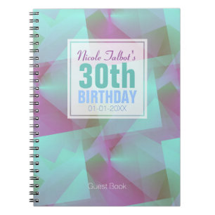Blue Abstract pastel 30th Birthday Guest Book 4a Notitieboek