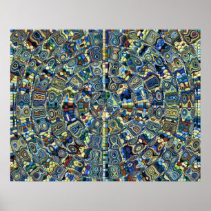Blue Abstract Pond Poster