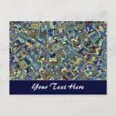 Blue Abstract Pond Sjabloon Briefkaart (Voorkant)