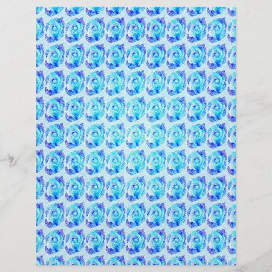 Blue Abstract Roses Bulk Scrapbook Paper Pages Flyer (Voorkant)