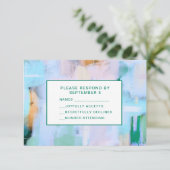 Blue Abstract RSVP Card Boho Colorful (Debout devant)