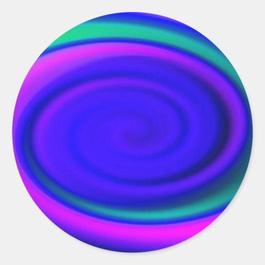 Blue Abstract Swirl Pattern Ronde Sticker (Voorkant)
