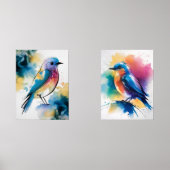 Blue Abstract Wall Art, Set of 2 Bluebirds (Recto)
