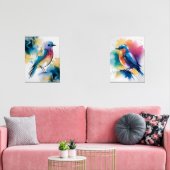 Blue Abstract Wall Art, Set of 2 Bluebirds (Salon)