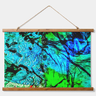 Blue abstract Wood Topped Wall Tapestry,Blue calm Hangend Wandkleed