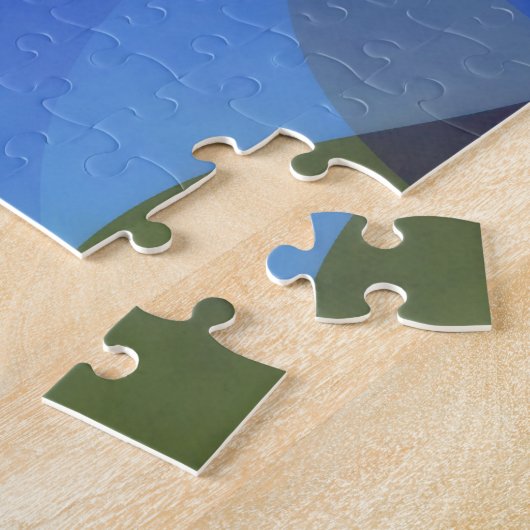 Blue Abstrait Art Geo Shapes Puzzle (Côté)