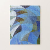 Blue Abstrait Art Geo Shapes Puzzle (Vertical)