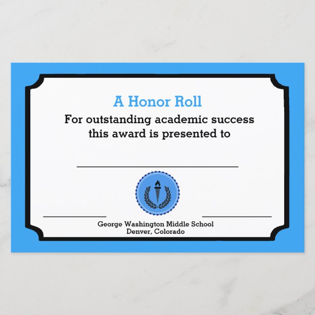 Blue Academic Award-certificaat (Voorkant)