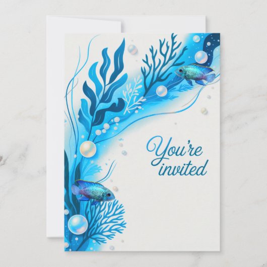 Blue Acara Cichlids Mariage Invitation (Devant)