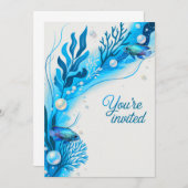 Blue Acara Cichlids Mariage Invitation (Devant / Derrière)
