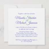 Blue Aconitum fleurs mariage carré lin invitation (Dos)