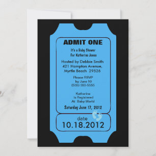 Blue Admission Ticket Baby shower Invitation Kaart