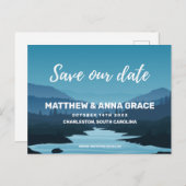 Blue Adventure Travel Mountains Bewaar de datum Aankondigingskaart (Voorkant / Achterkant)