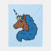 Blue Afro Unicorn Fleece Deken (Voorkant)