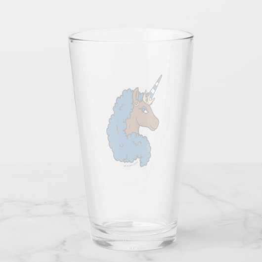Blue Afro Unicorn Glas (Achterkant)