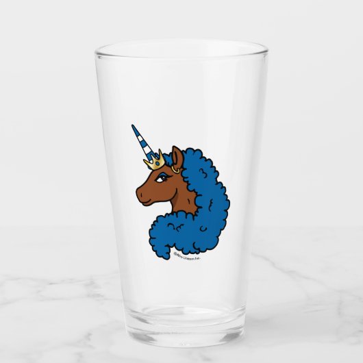 Blue Afro Unicorn Glas (Voorkant)