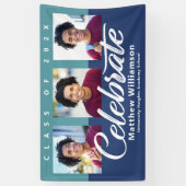 Blue Afstuderen 3 Photo Bold Script Modern Minimal Spandoek (Verticaal)