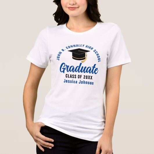 Blue Afstuderen Custom 2025 Afstuderen Vrouwen Tri-Blend Shirt (Voorkant)