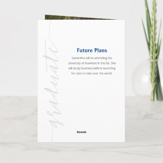 Blue Afstuderen Script Modern Photo Invitation (Achterkant)