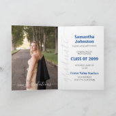 Blue Afstuderen Script Modern Photo Invitation (Binnen)