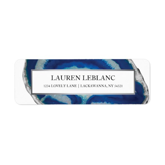 Blue Agaat Silver Border Retouradres Etiket (Voorkant)