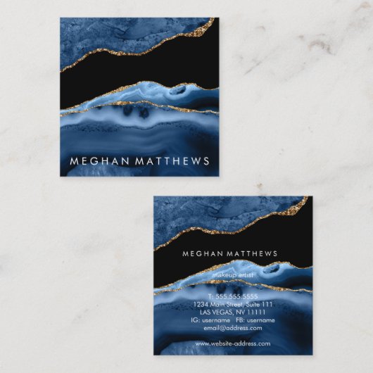 Blue Agate Beauty Stylist Square Visitekaartje (Voorkant / Achterkant)