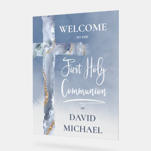 blue agate | First Communion welcome sign (Angle)